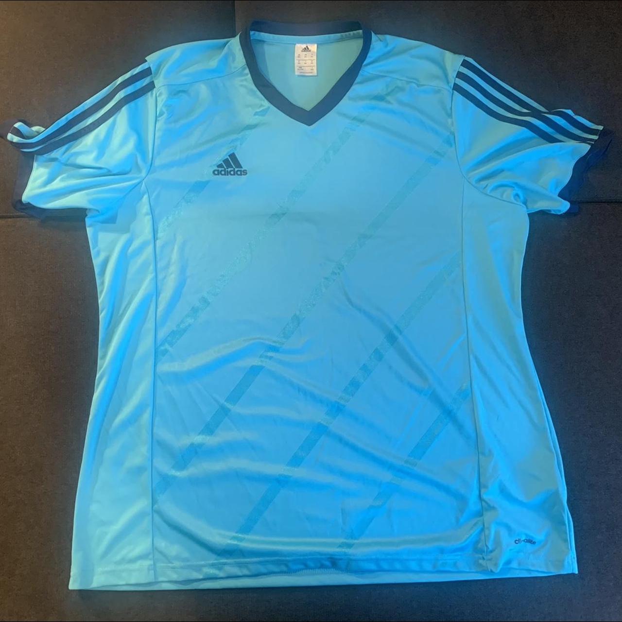#Adidas mens sports T-shirt - teal/turquoise - Depop