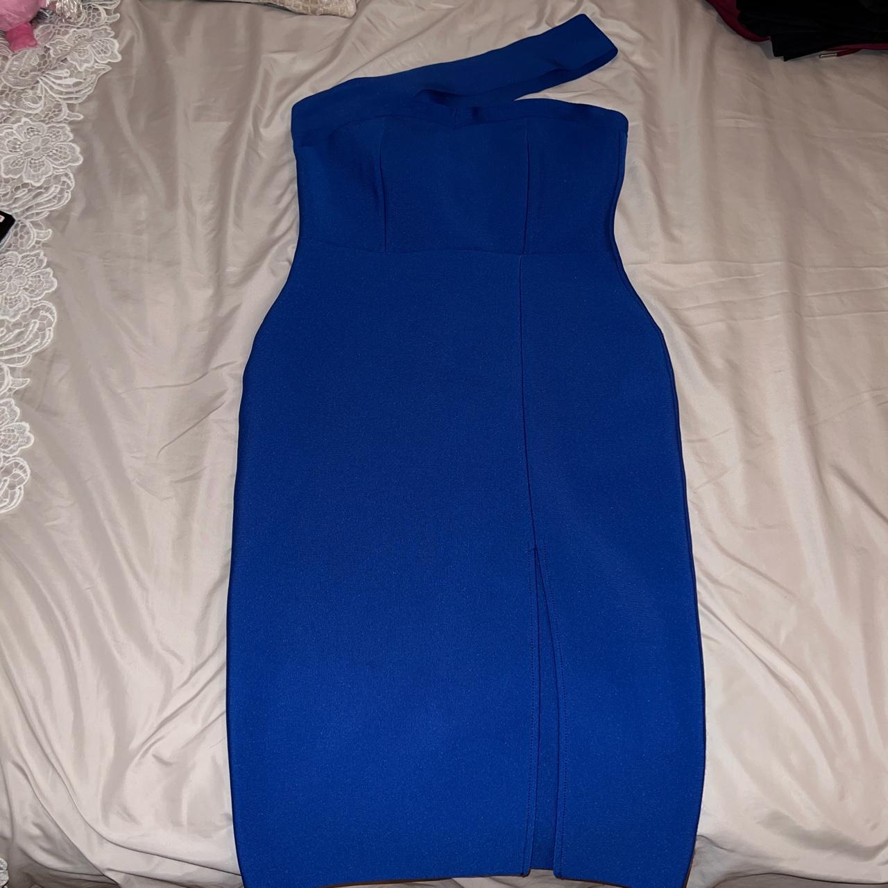 #Shein Royal blue bodycon dress Single bardot over... - Depop