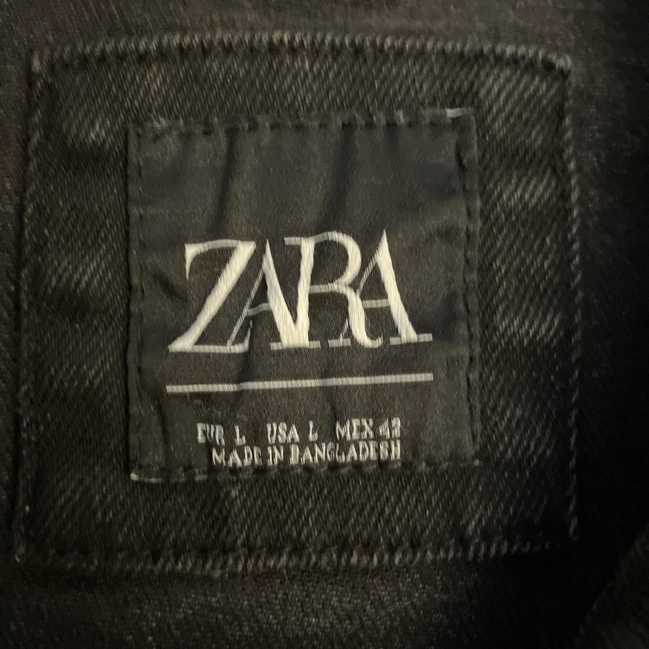 Zara black denim jacket - large but fits more... - Depop