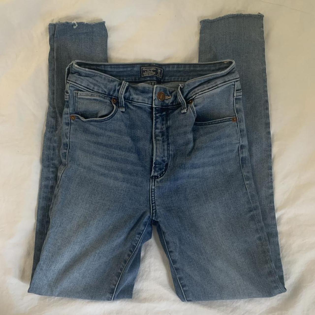 Abercrombie & Fitch Women's Navy and Blue Jeans | Depop