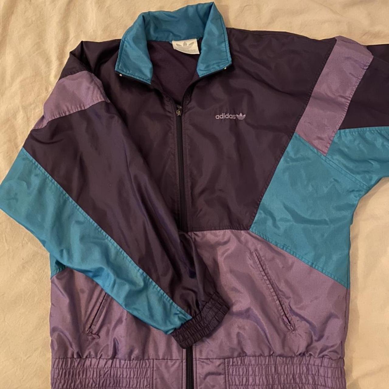 Adidas Originals Women's Purple and Green Jacket | Depop