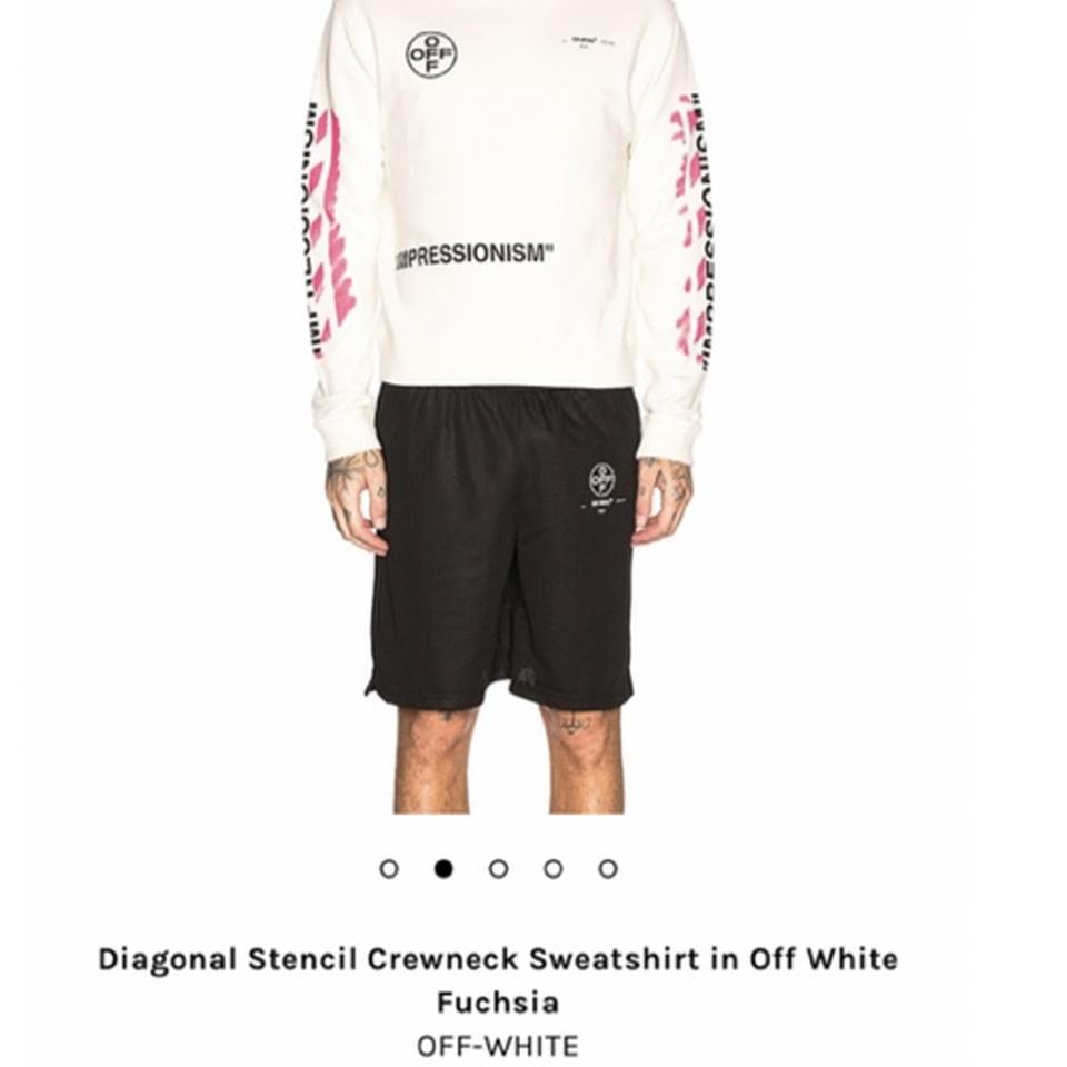 stadig Layouten stressende Off-White Men's White and Pink Sweatshirt | Depop