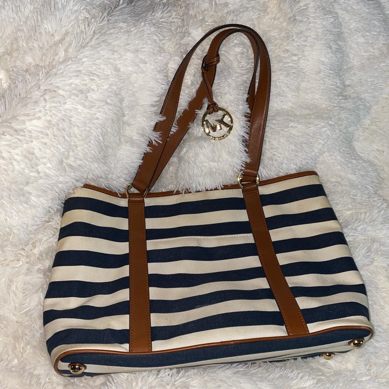 michael kors striped bag gently used. Depop