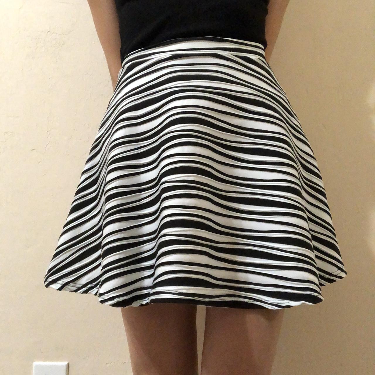 Black and white striped circle clearance skirt