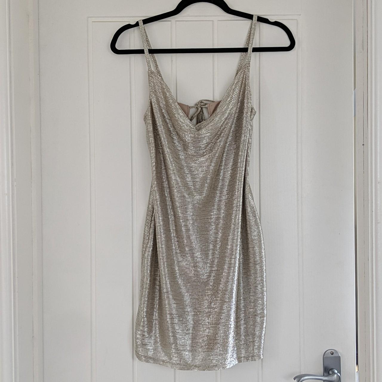 TOPSHOP gold cowl neck slip Tie back