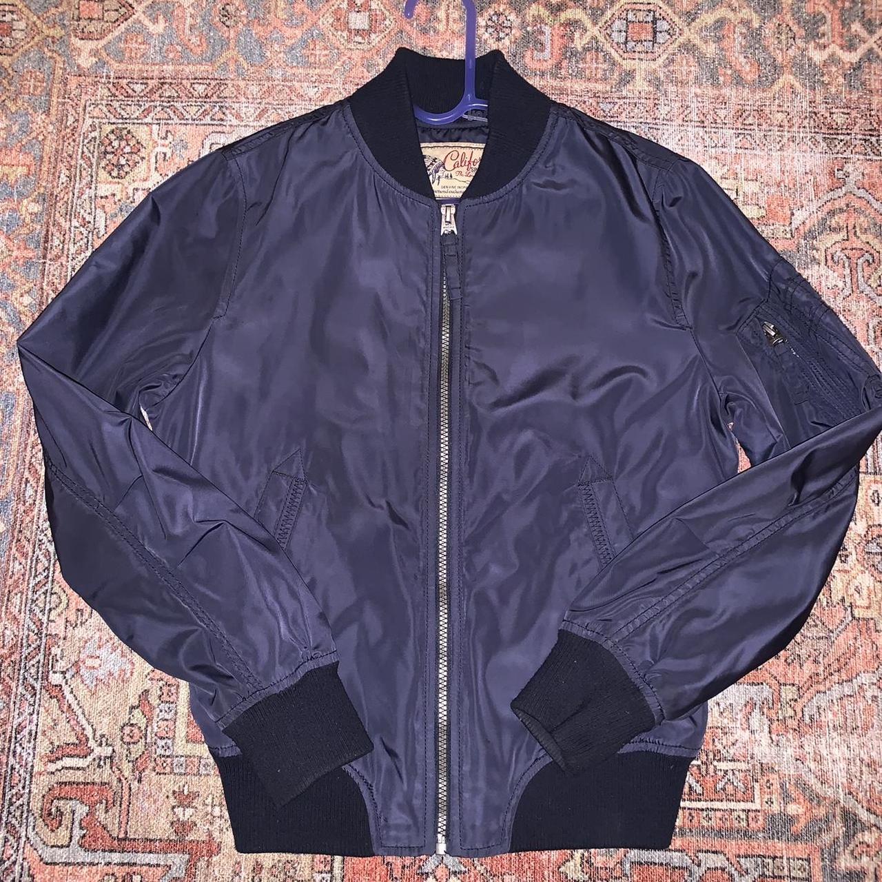 Navy blue bomber jacket - Depop