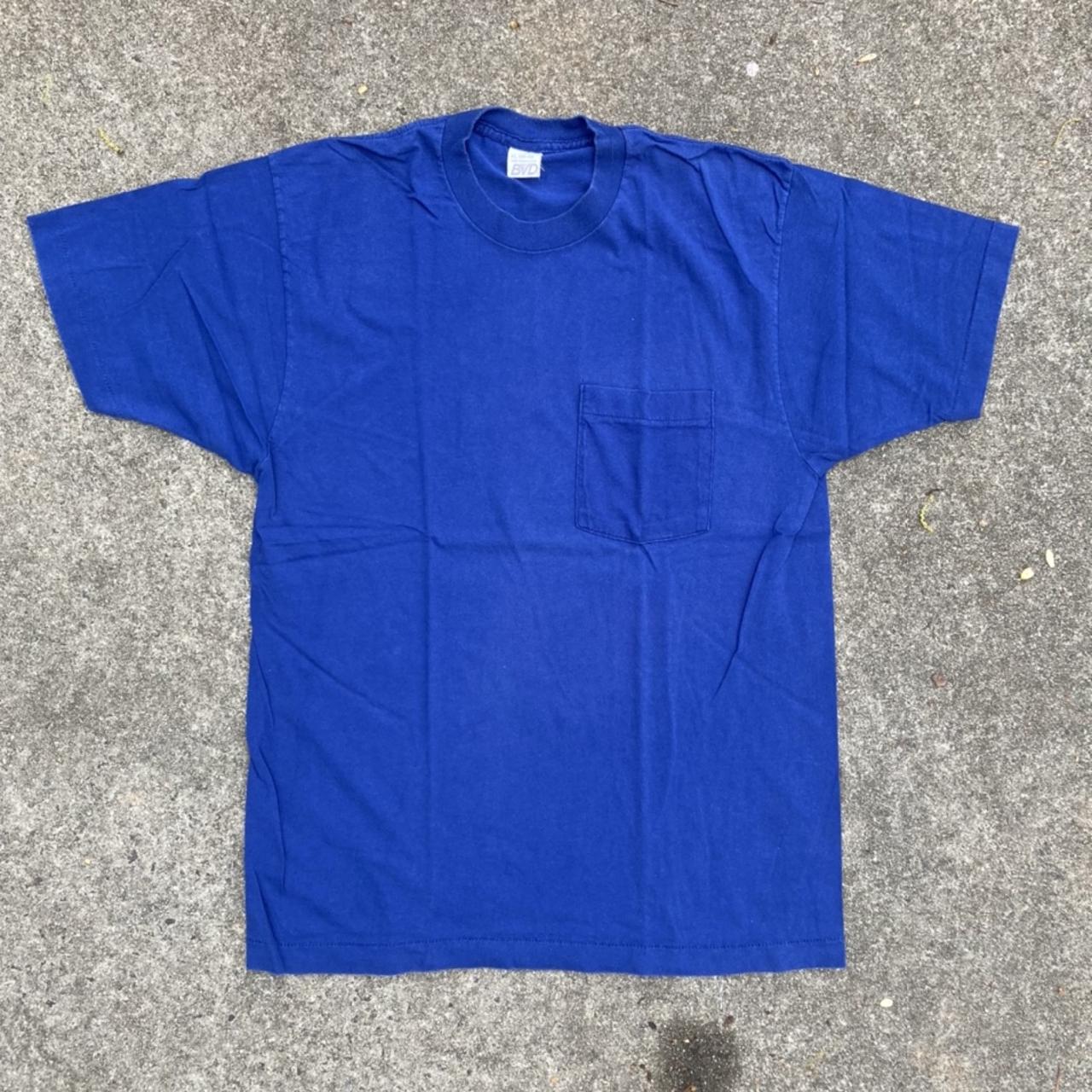 Vintage Single Stitch BVD Blue Shirt - Depop