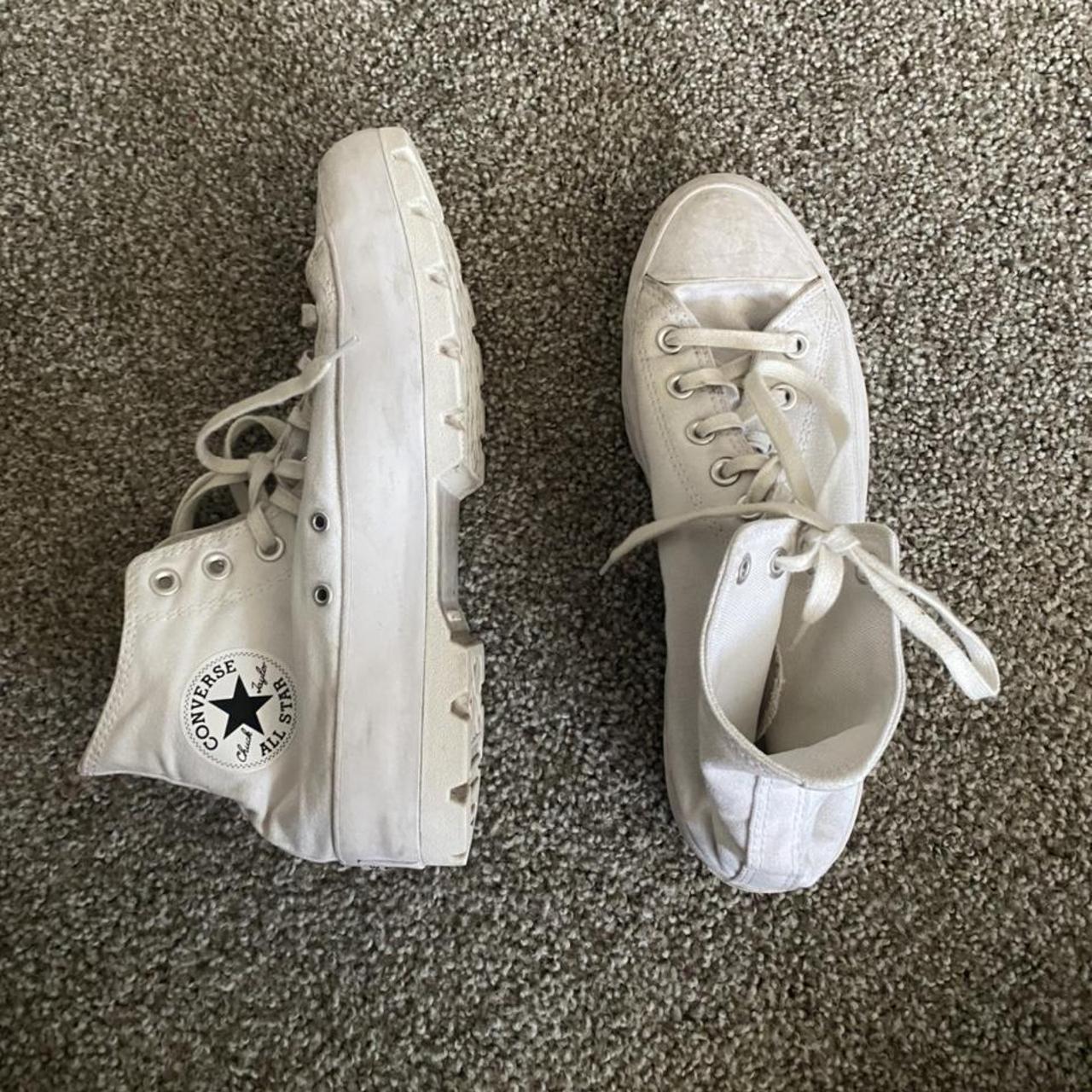 Chuck Taylor white all star lugged hightop Size:... - Depop