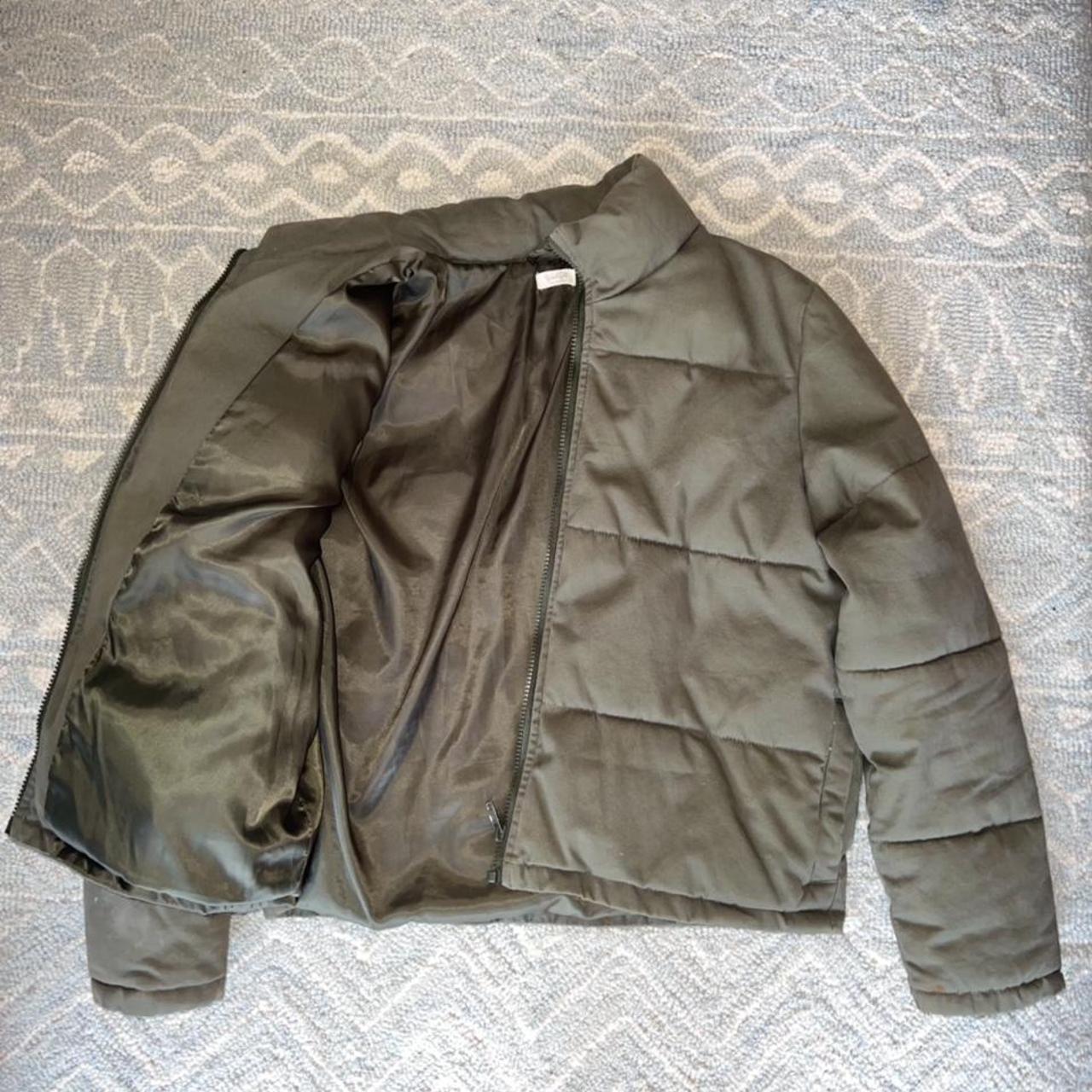 Vintage Brandy Melville Olive Green Puffer Jacket - Depop