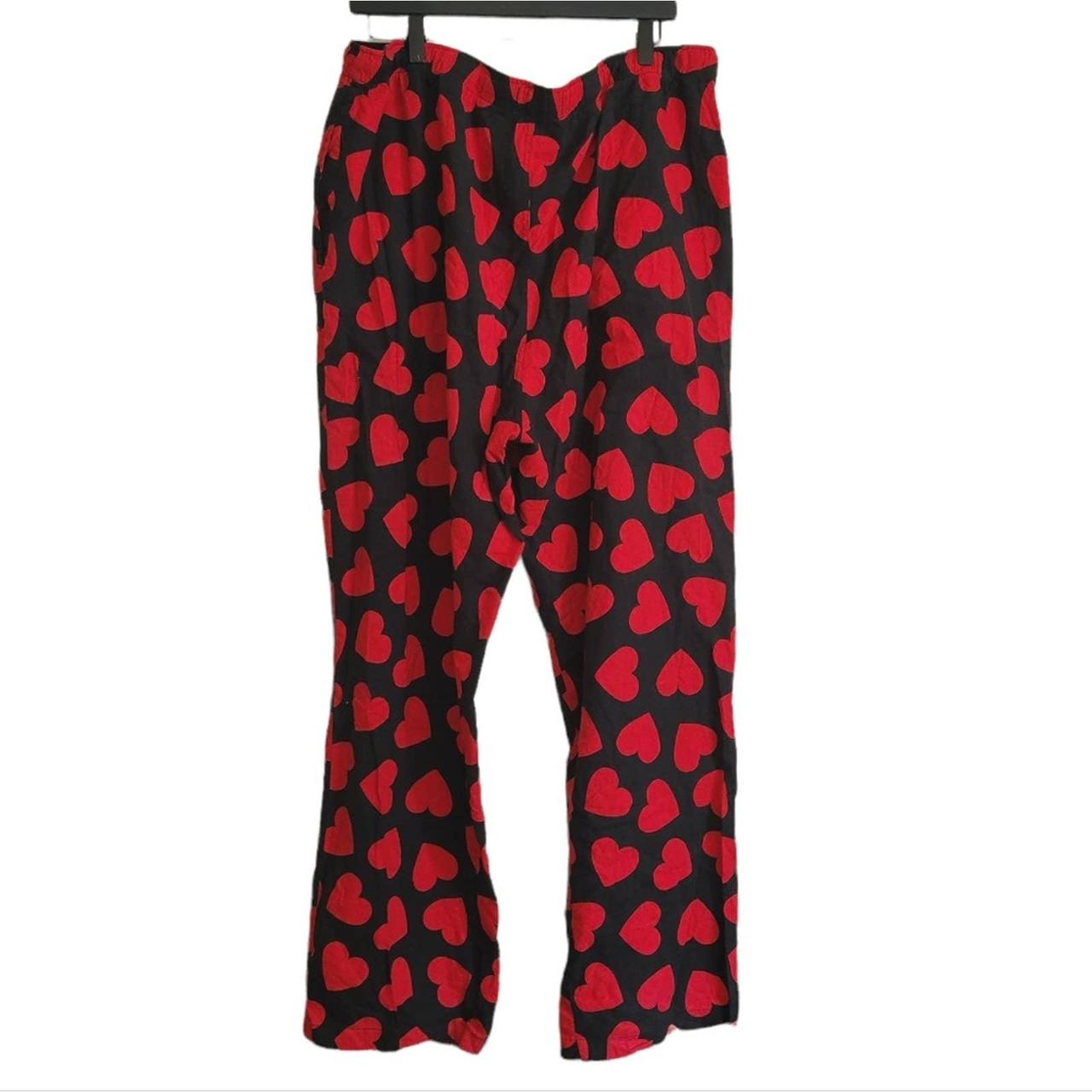 Women's Hearts pajama pants black and red elastic... Depop