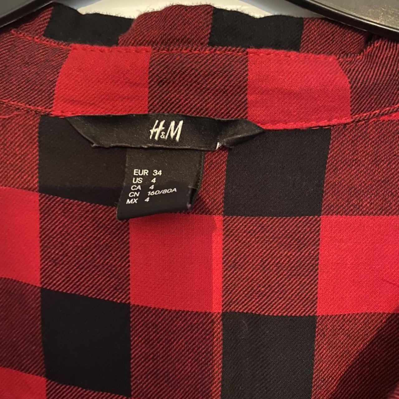 Red & black checked H&M shirt, size European 34.... - Depop