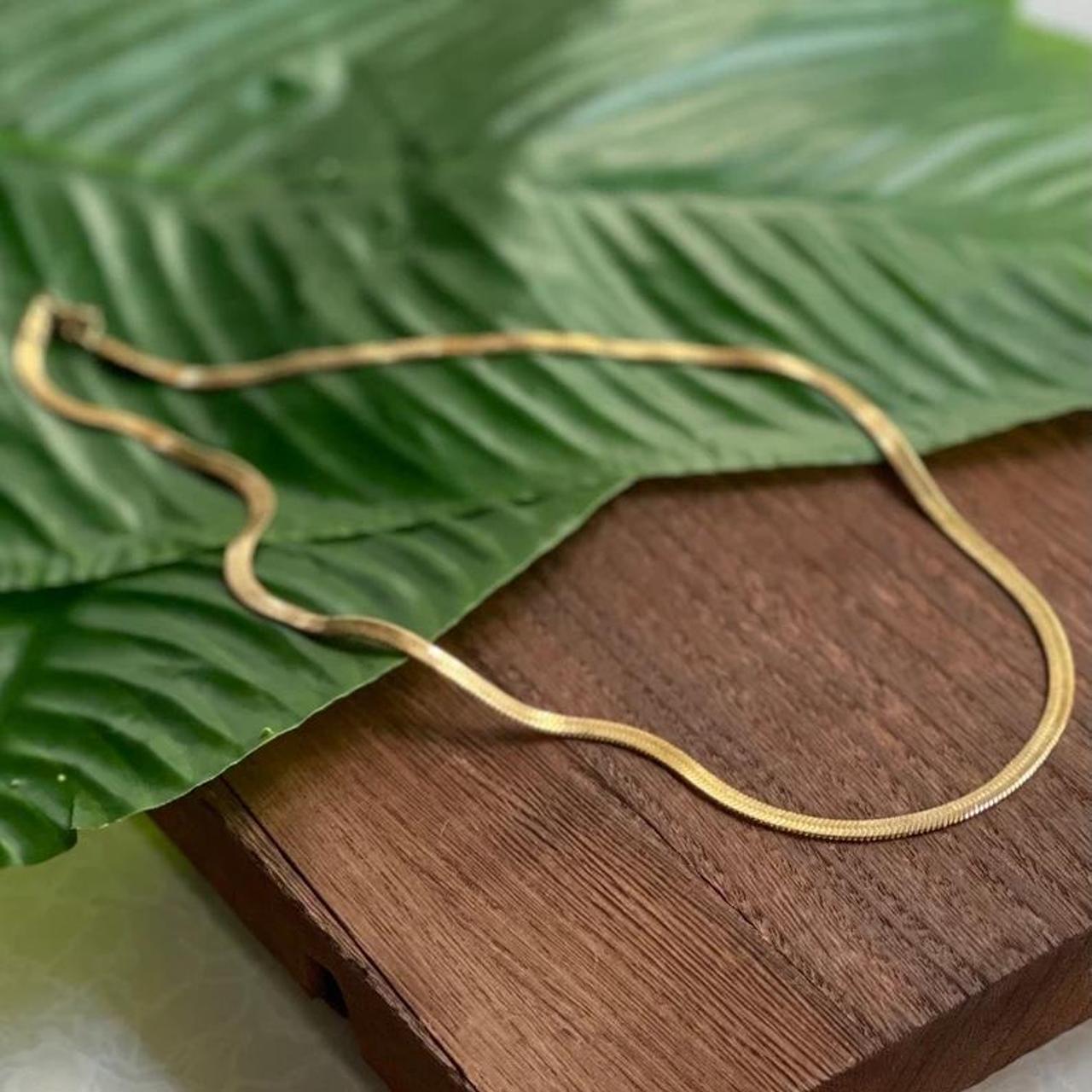 Herringbone Necklace Gold Snake Chain •18k gold... Depop