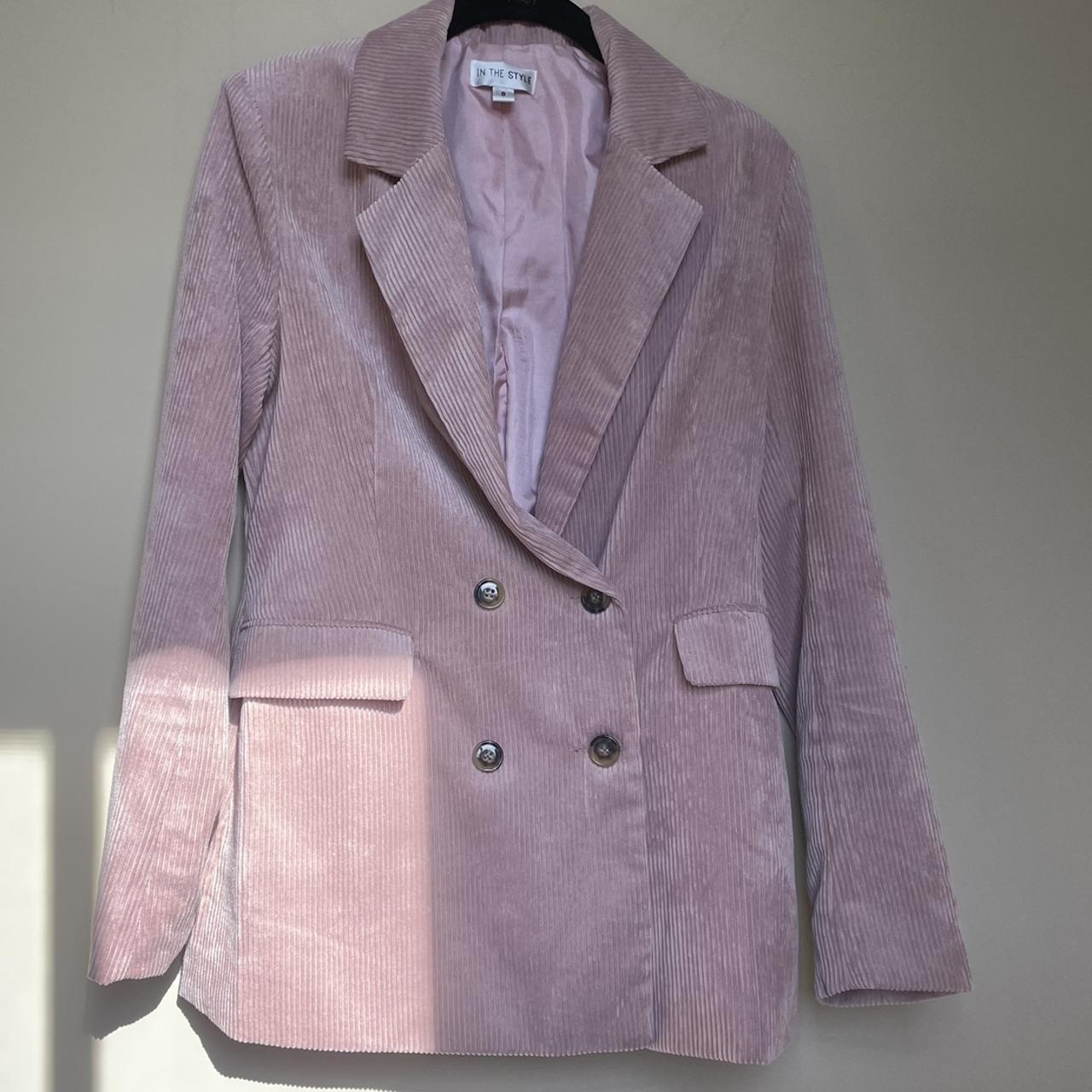 Pink Corduroy Blazer Shoulder seam to shoulder seam:... - Depop