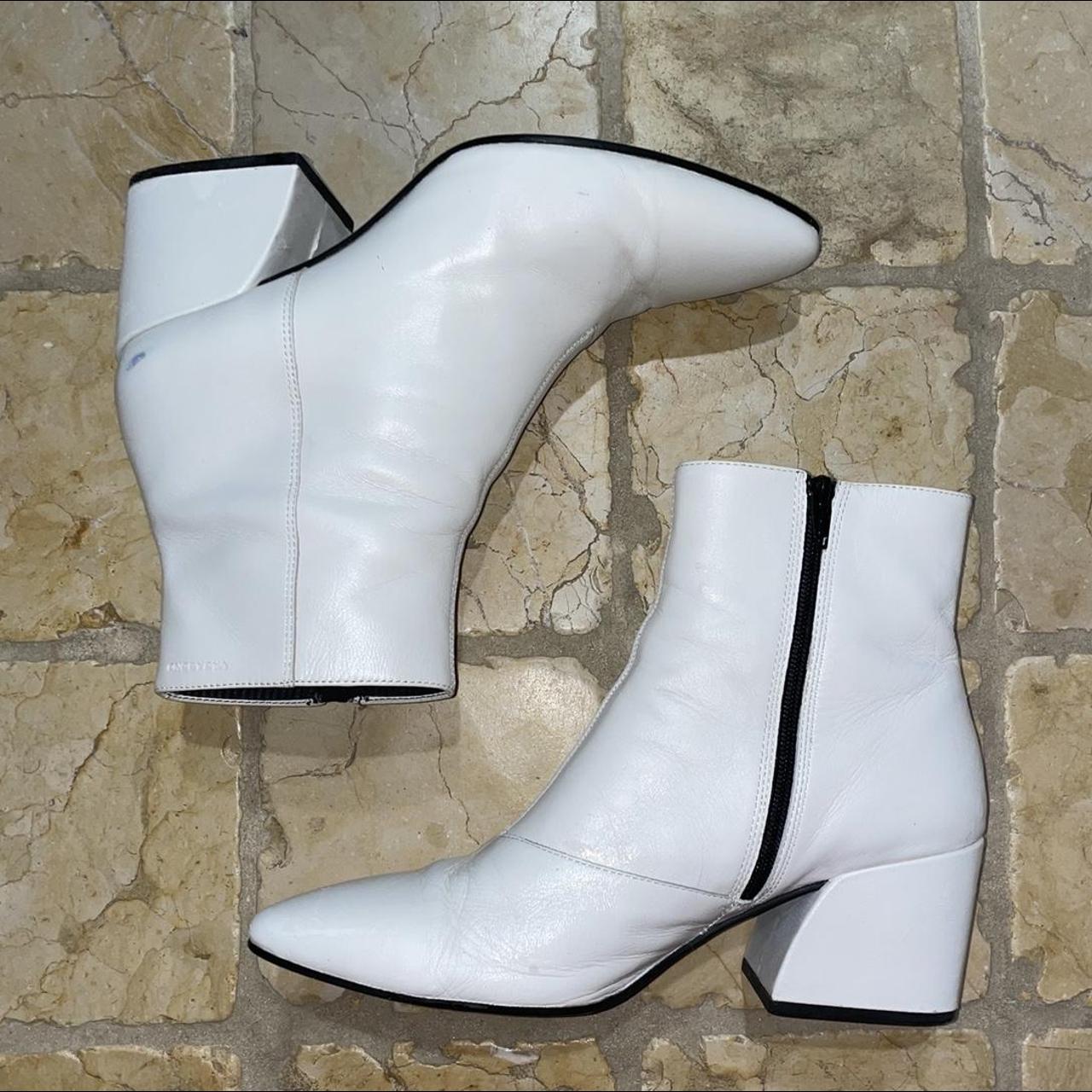 Vagabond White Leather Boot Block heel boot... - Depop