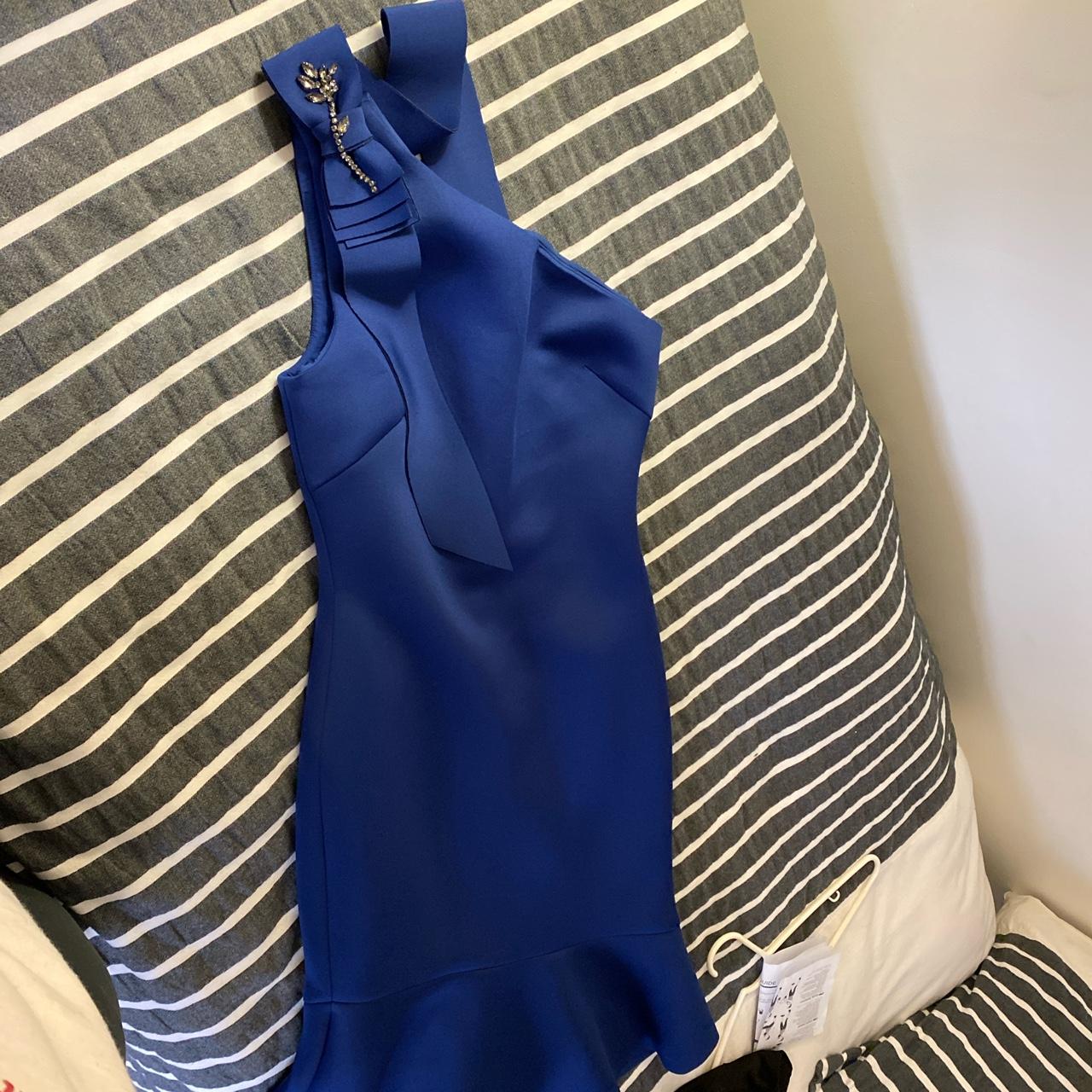 badgley mischka blue dress