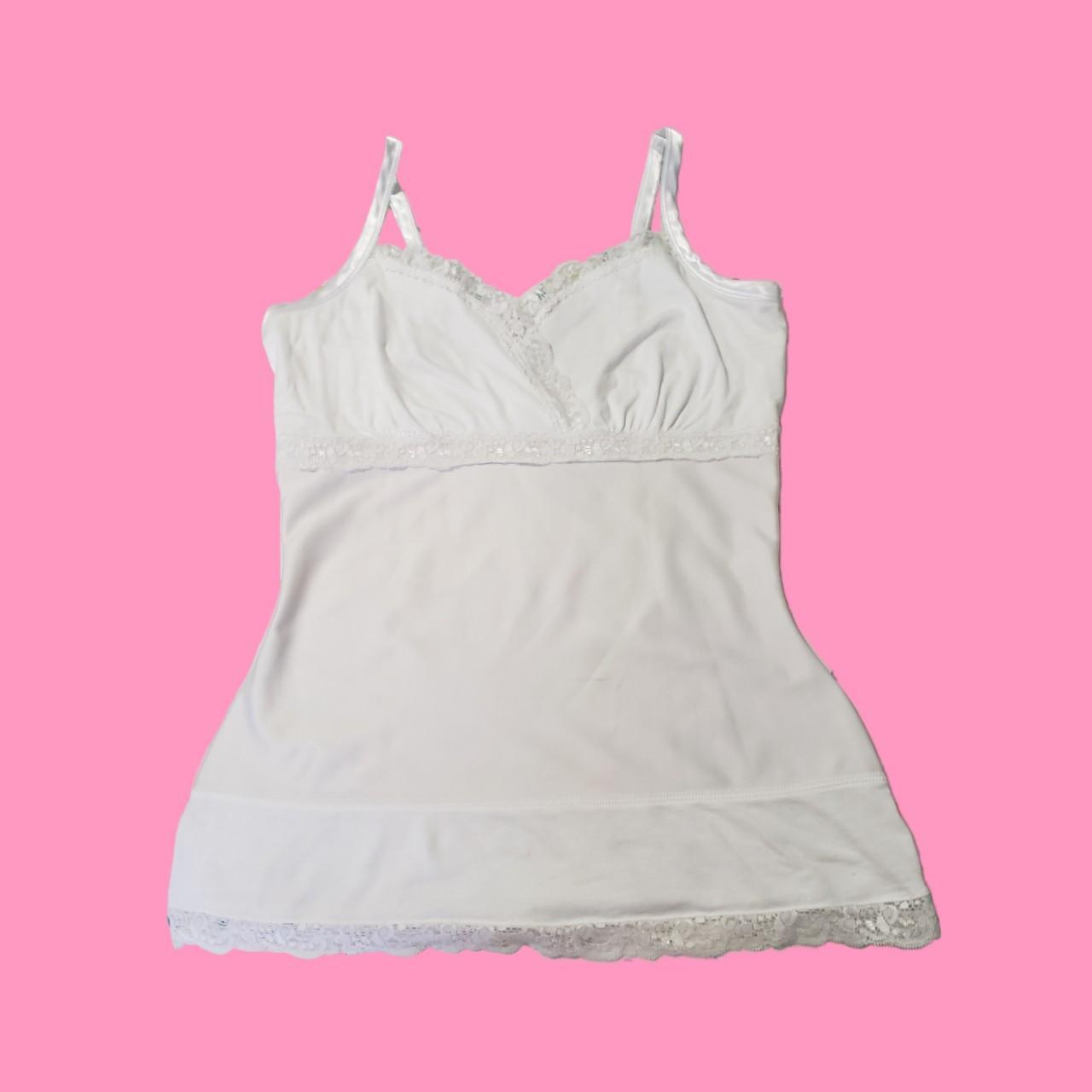 white lace cami top such a lovely top with a... - Depop