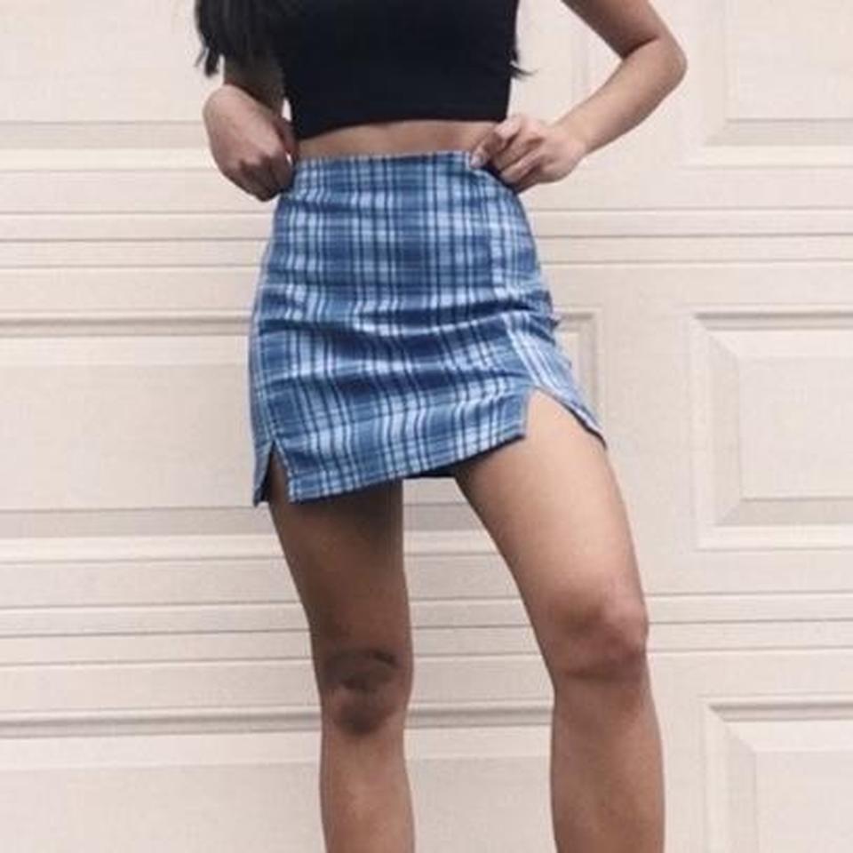 Brandy Melville red plaid cara skirt