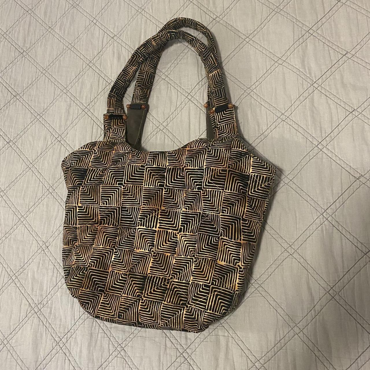 Brown patterned tote bag -has different pattern... - Depop