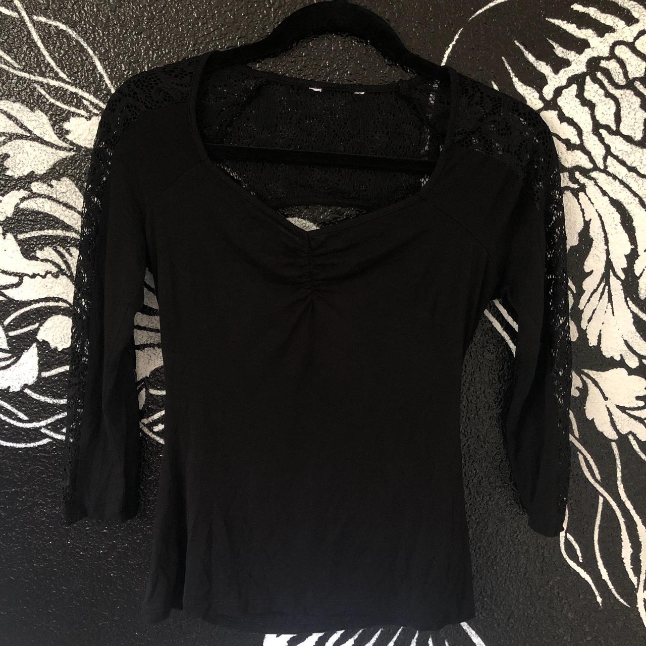 Black Lace 3/4 Sleeve Top size small! Never worn!... - Depop