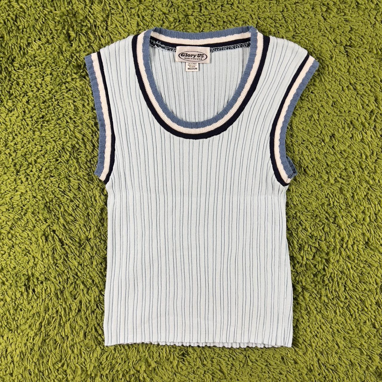 The June top Light blue ribbed sweater vest with... Depop