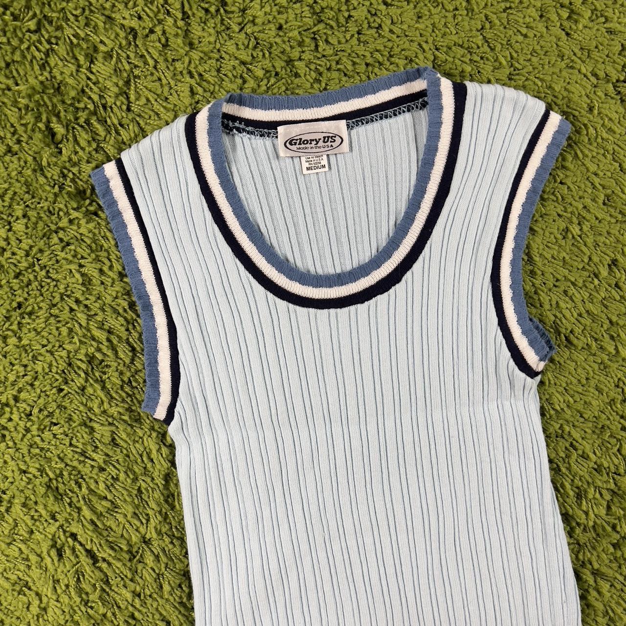 The June top Light blue ribbed sweater vest with... Depop