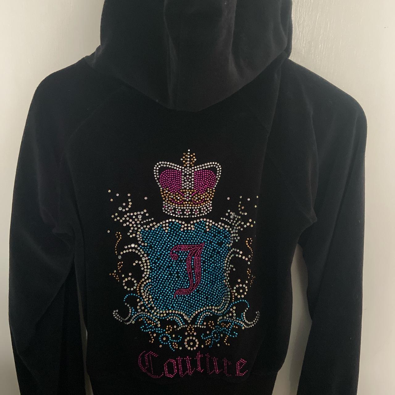 Juicy couture velour zip up hoodie Black with gems... - Depop