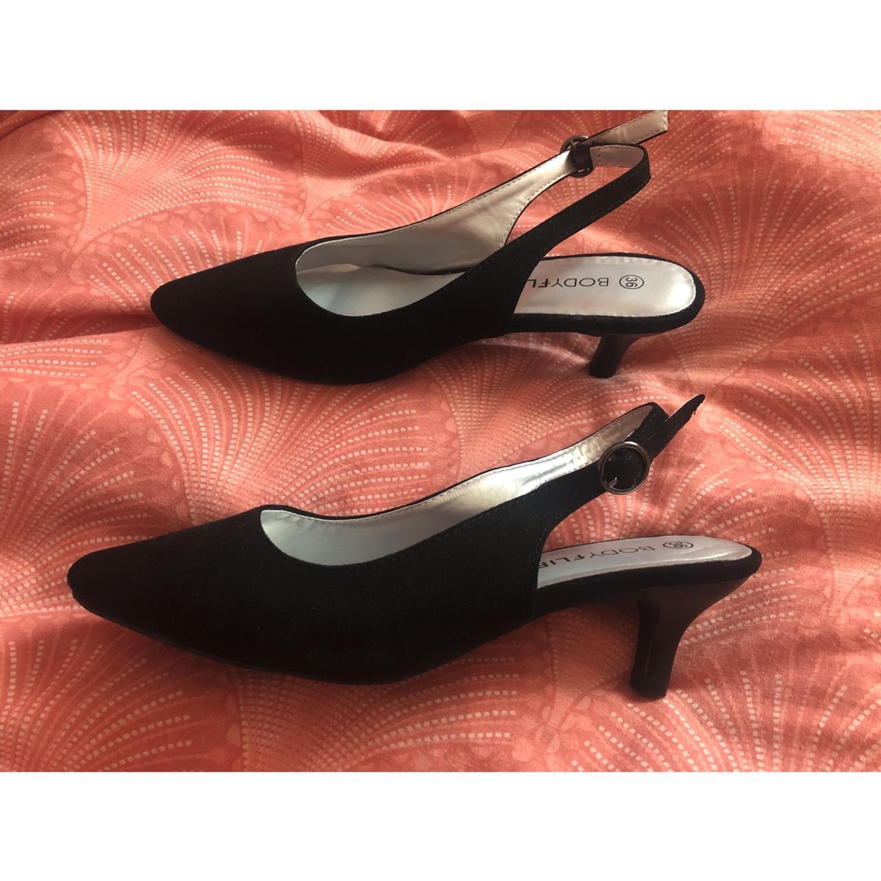 Black Slingback Kitten Heels Size 3 But Fit Like A Depop