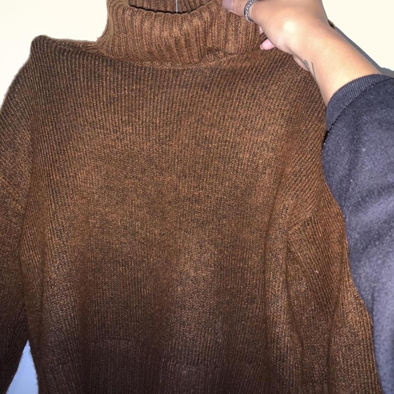 Turtle neck jumper, barely worn #turtleneck #brown... - Depop