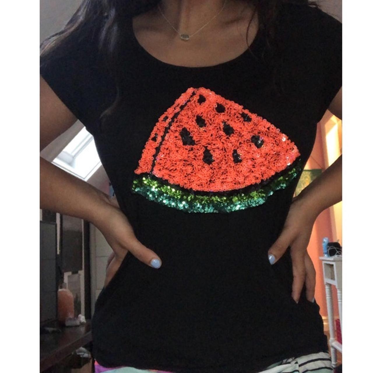 H M sequined watermelon T shirt barely worn just