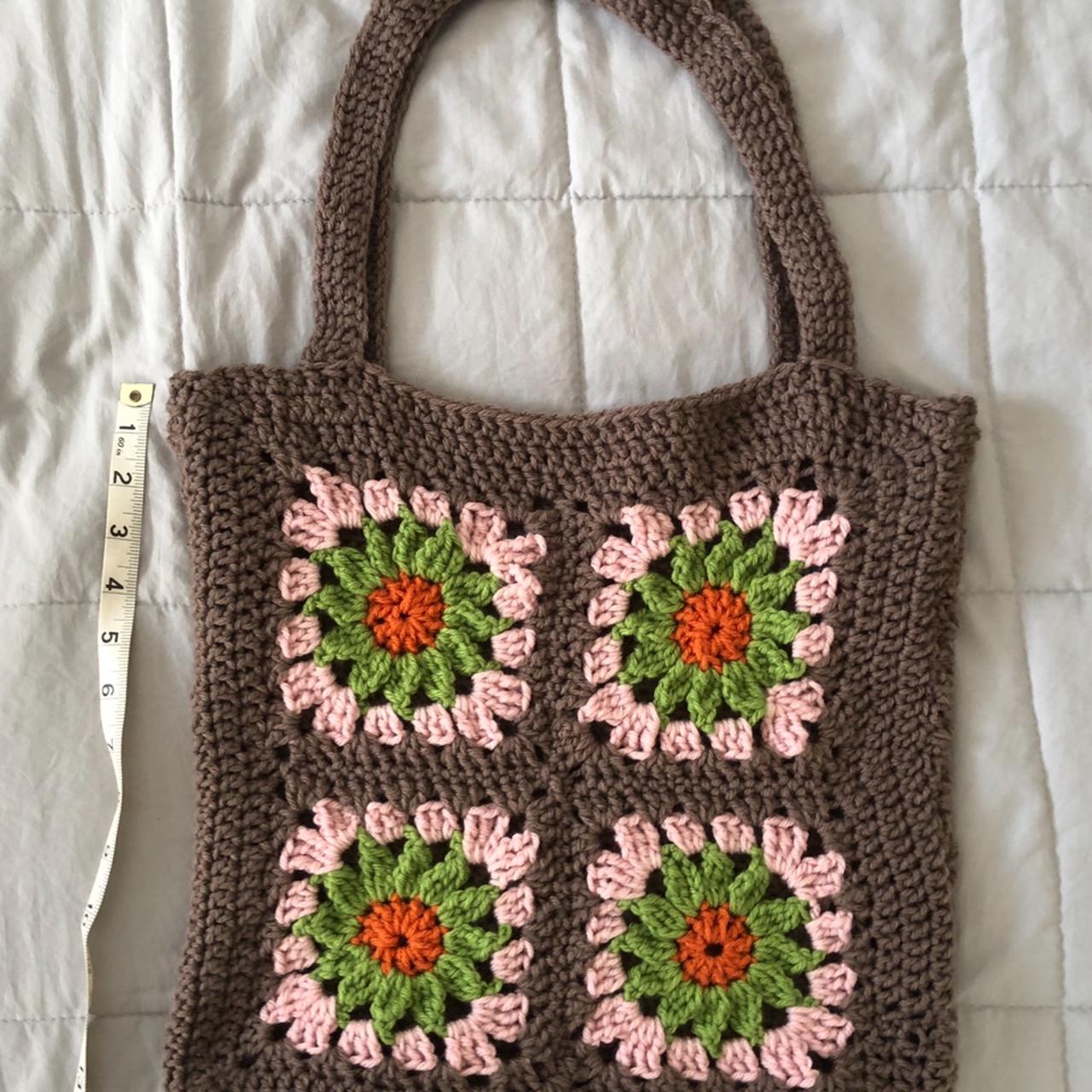 Colorful handmade (by me) crochet tote. Both sides - Depop