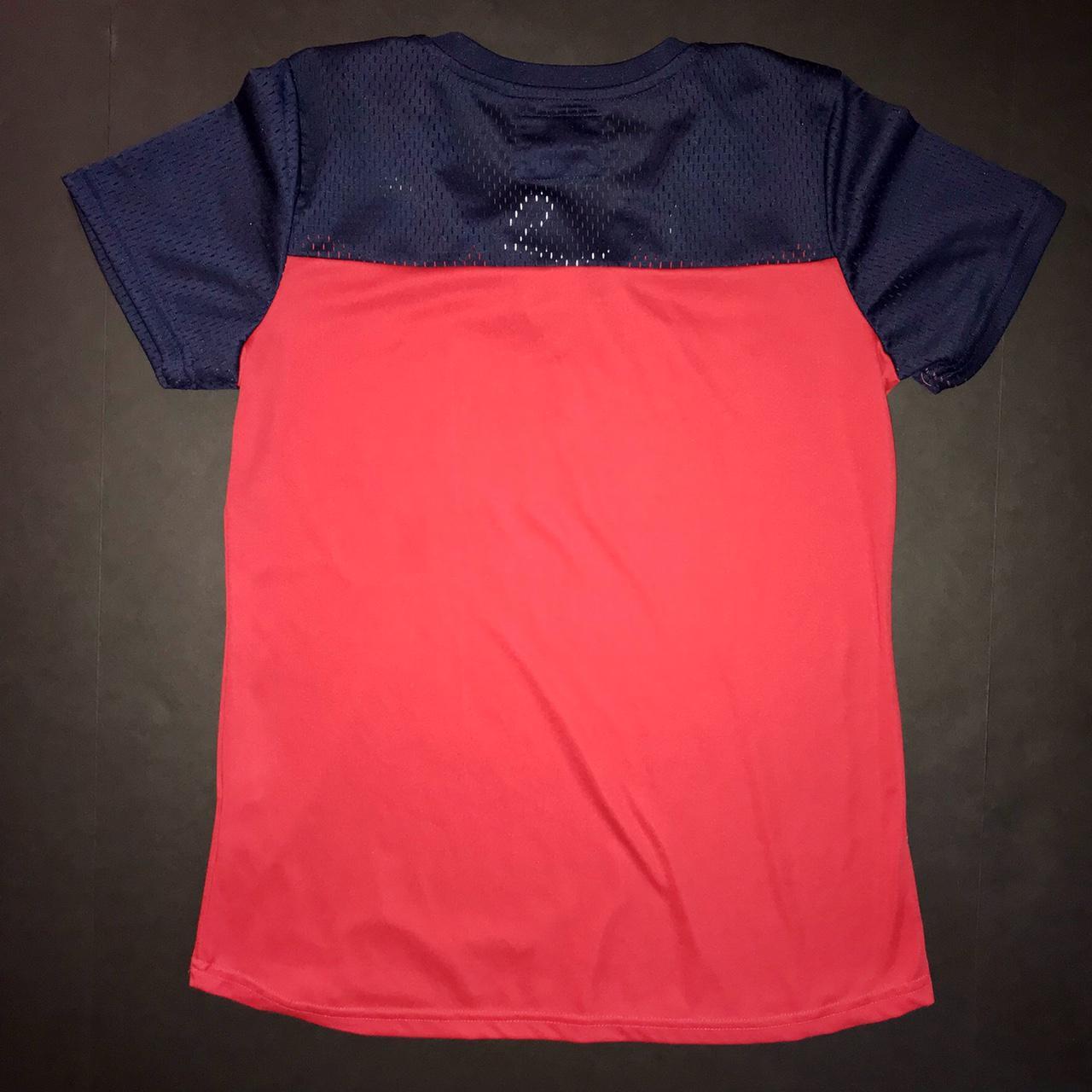 Red, white, and blue jersey style tshirt in a... - Depop