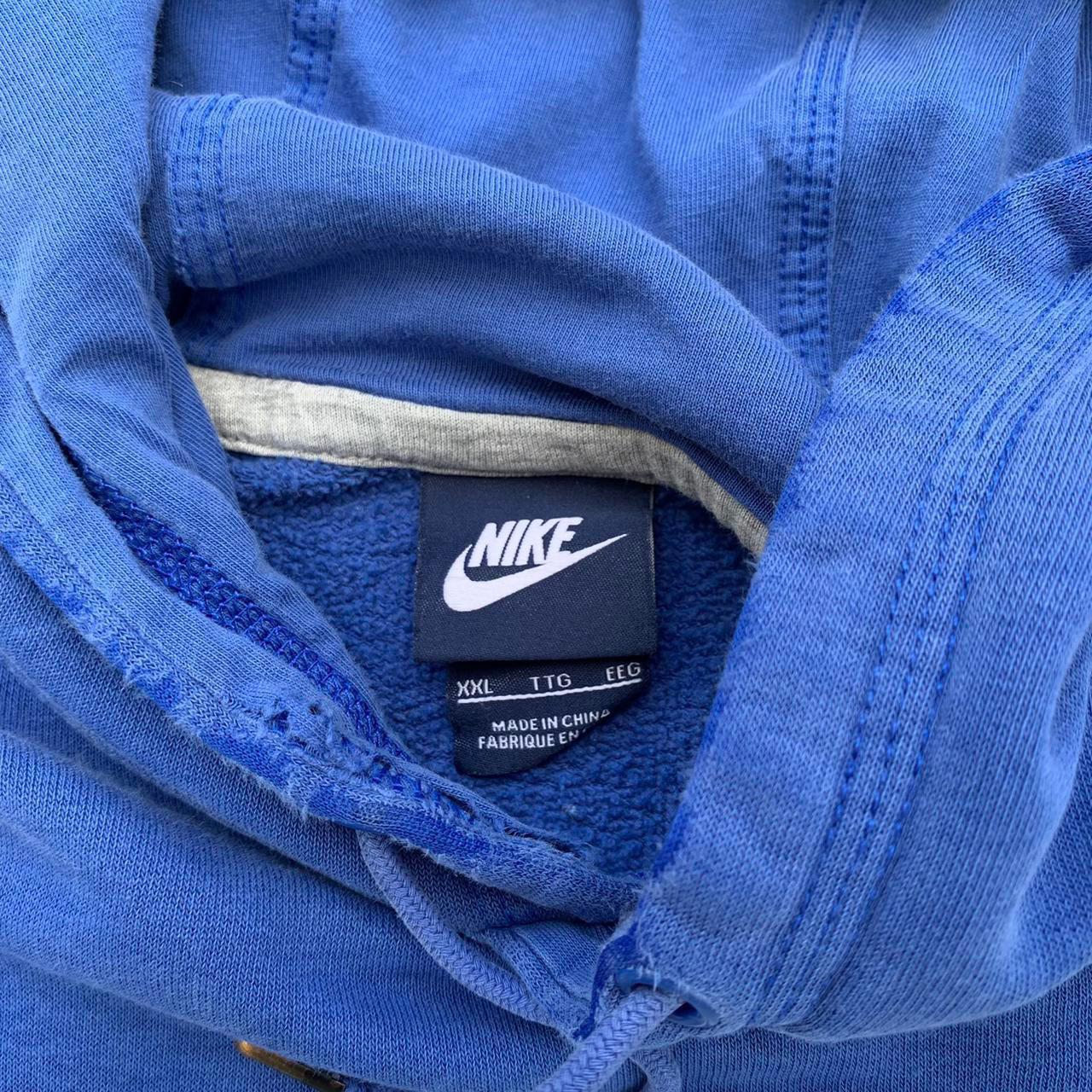y2k Nike center Spellout Blue Hoodie With... - Depop