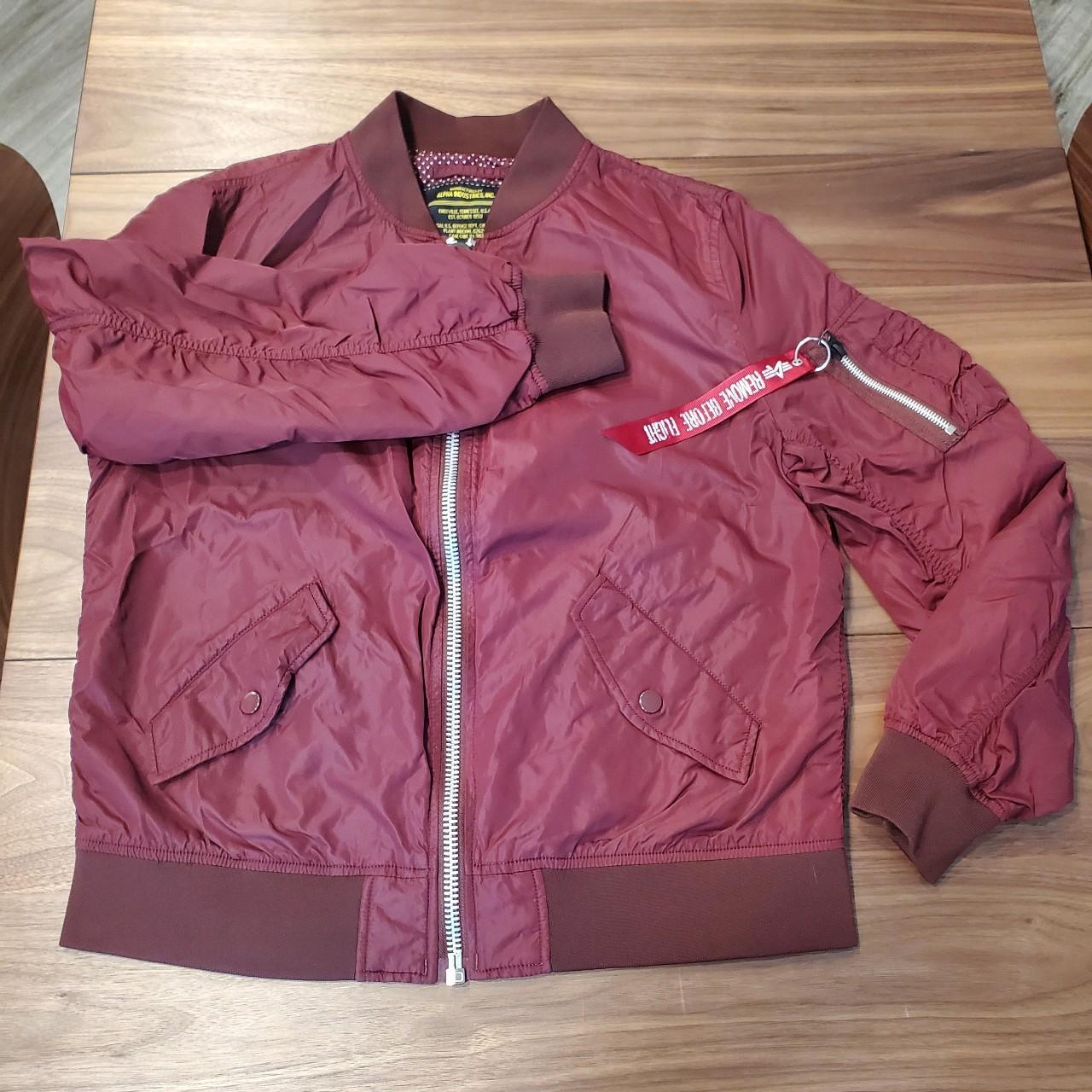 Alpha Industries Men's Burgundy Jacket Depop