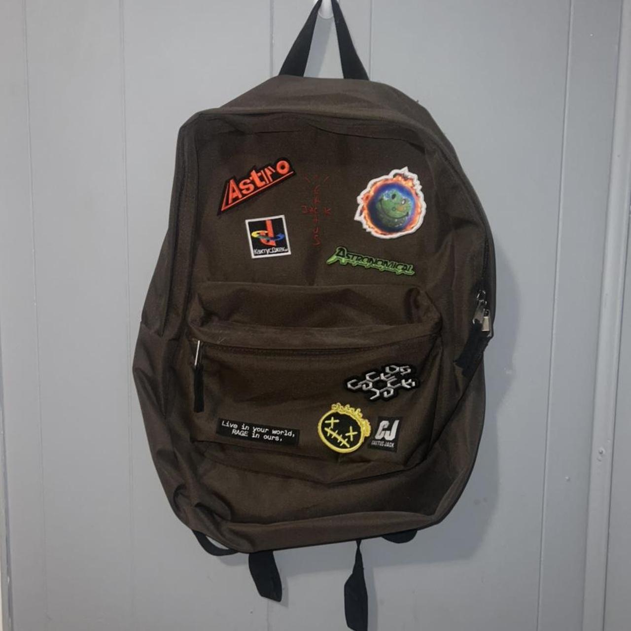 TRAVIS SCOTT CACTUS JACK BACKPACK WITH STICKERS... - Depop