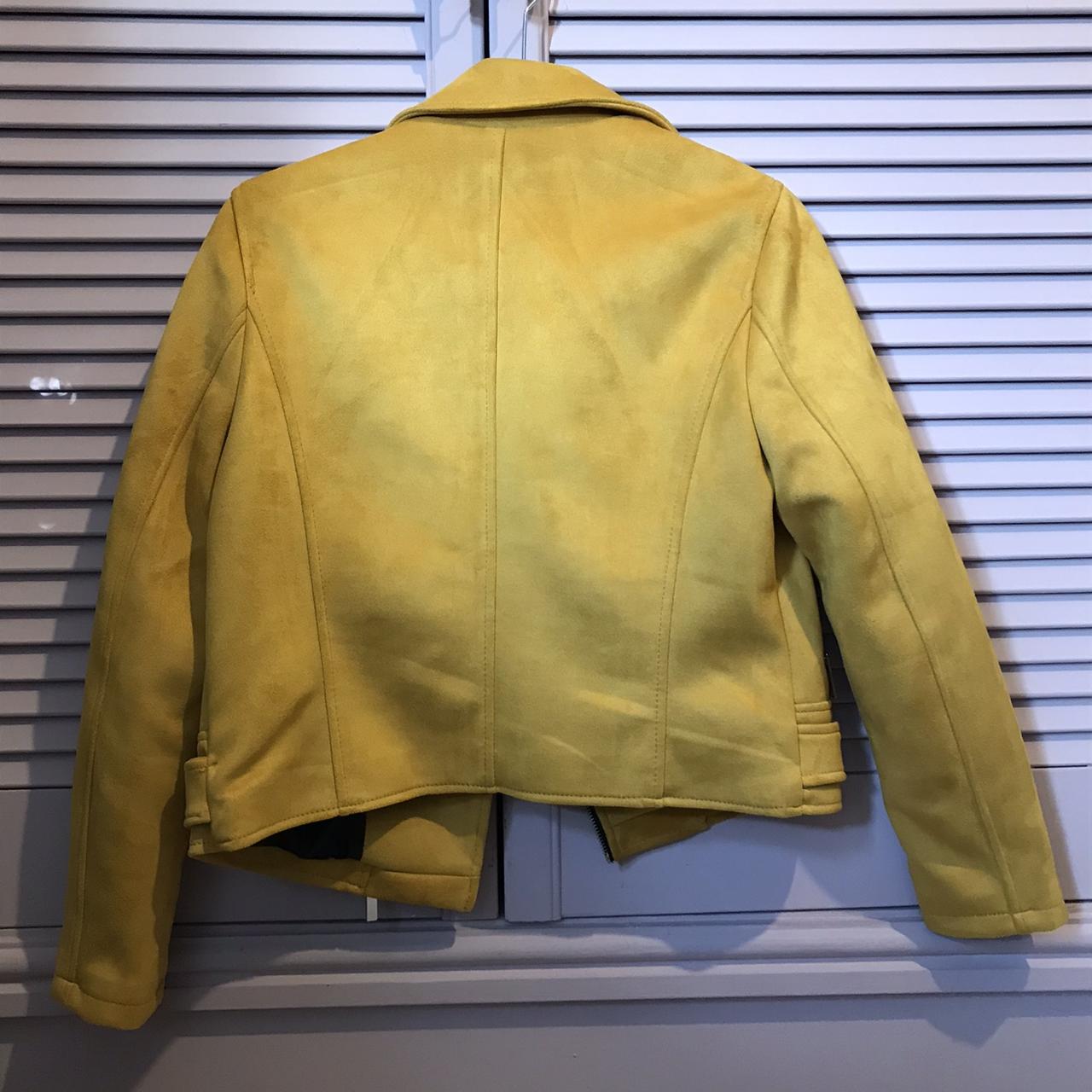 New look mustard biker jacket // velvet // size uk... - Depop