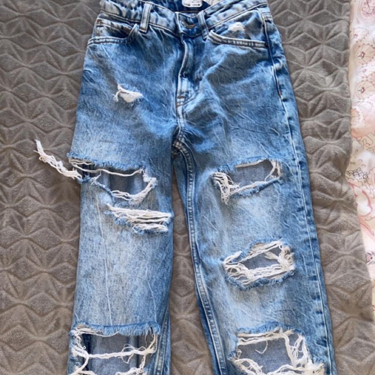 Bershka Size XS Washed out blue mom jeans Worn... - Depop