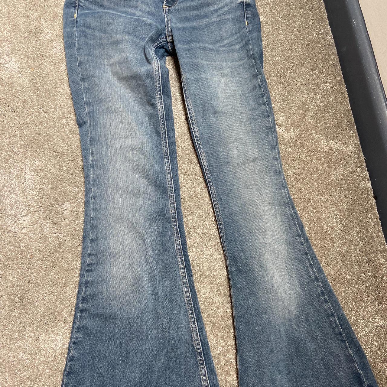 urban very low waisted flares jeans. size XS... - Depop
