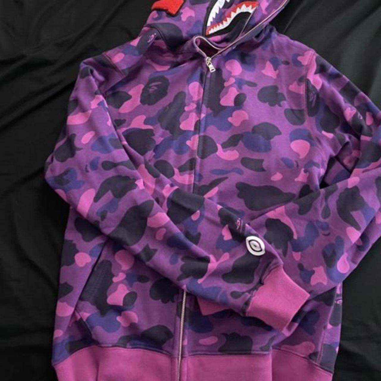 Real purple bape hoodie hot sale