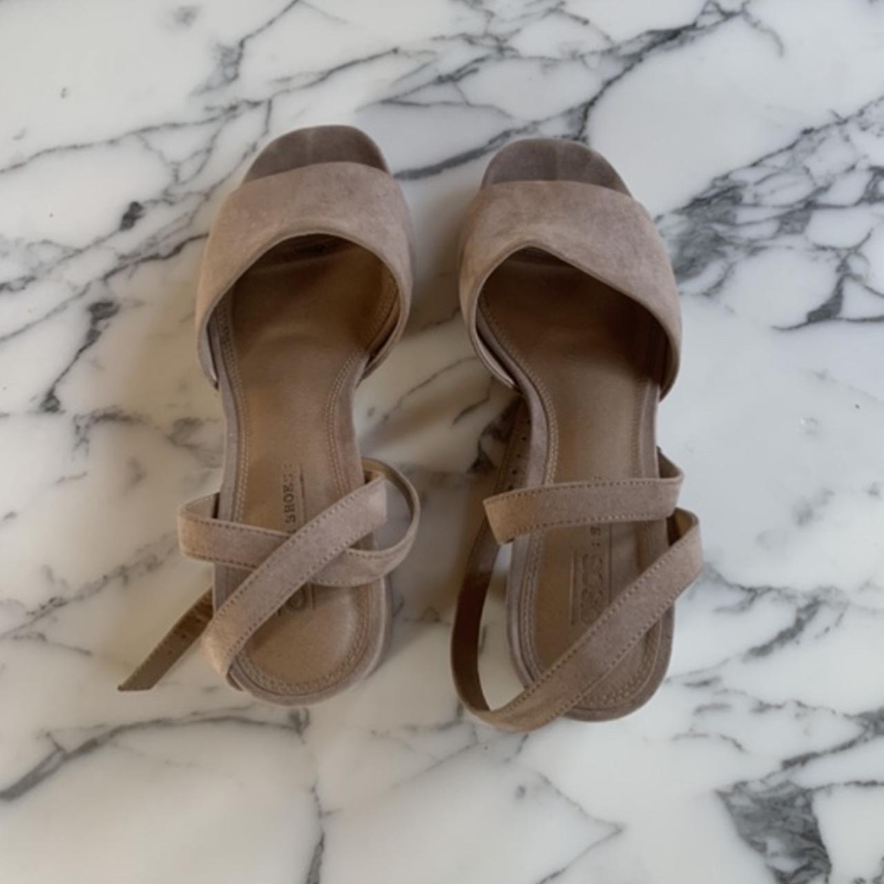 ASOS tan suede look heels size US 7 - worn once with... - Depop