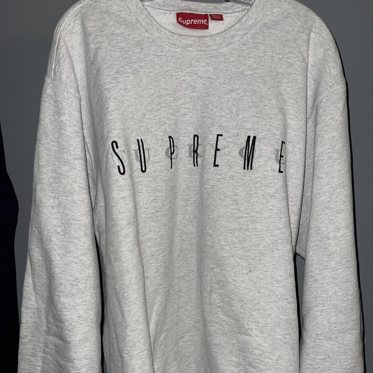 Supreme Men's Grey and Black Sweatshirt | Depop