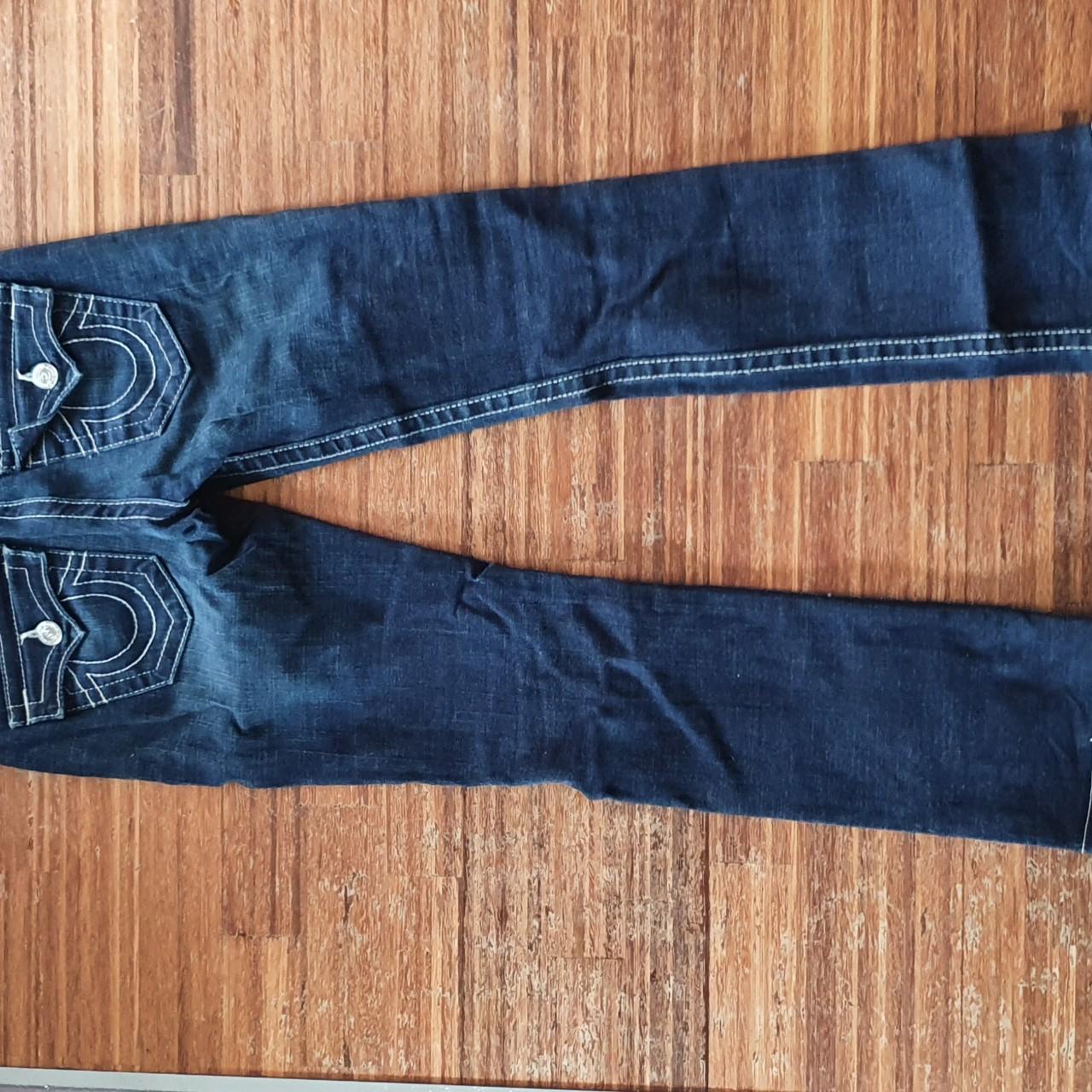 True Religion Billy Bootcut Jeans. Dark blue wash,... - Depop
