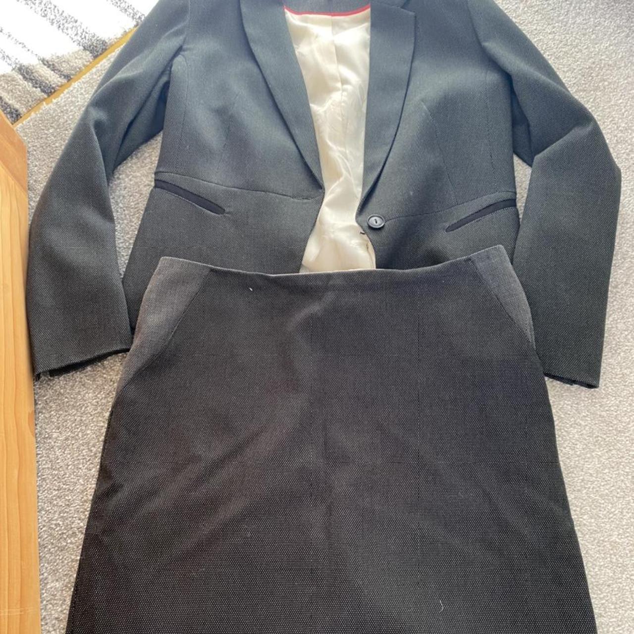 Grey tailored ladies skirt suit. Size 12R. Grey... - Depop