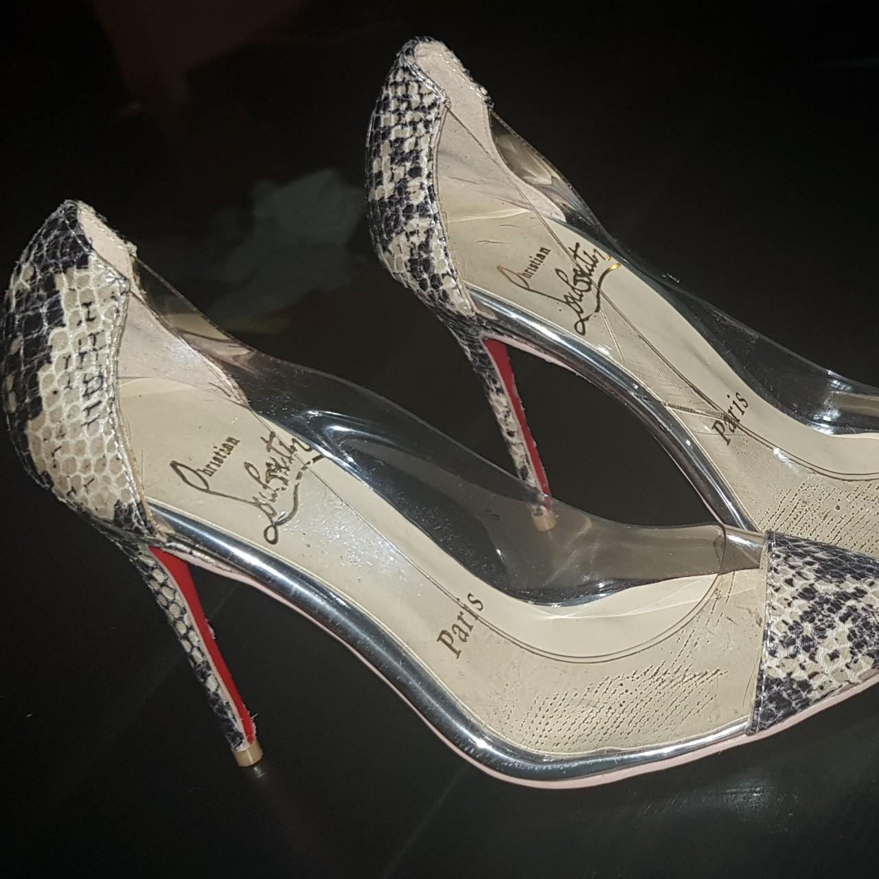 Christian Louboutin Heels Clear with snake skin Depop