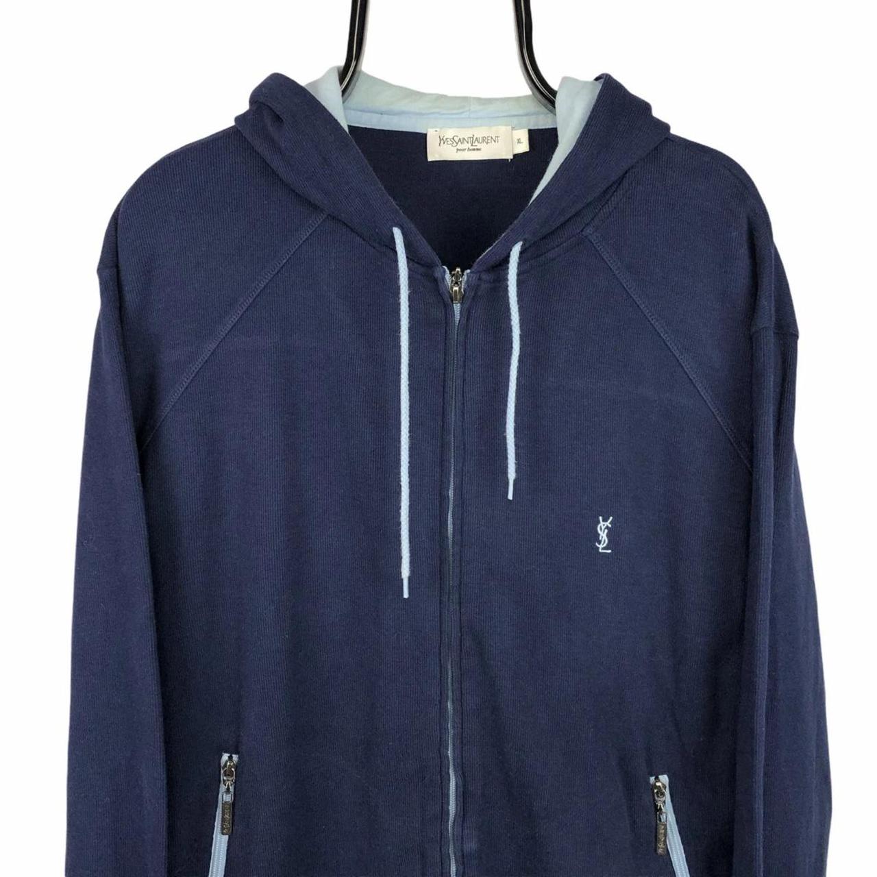 VINTAGE YSL ZIP HOODIE IN NAVY/BABY BLUE Depop