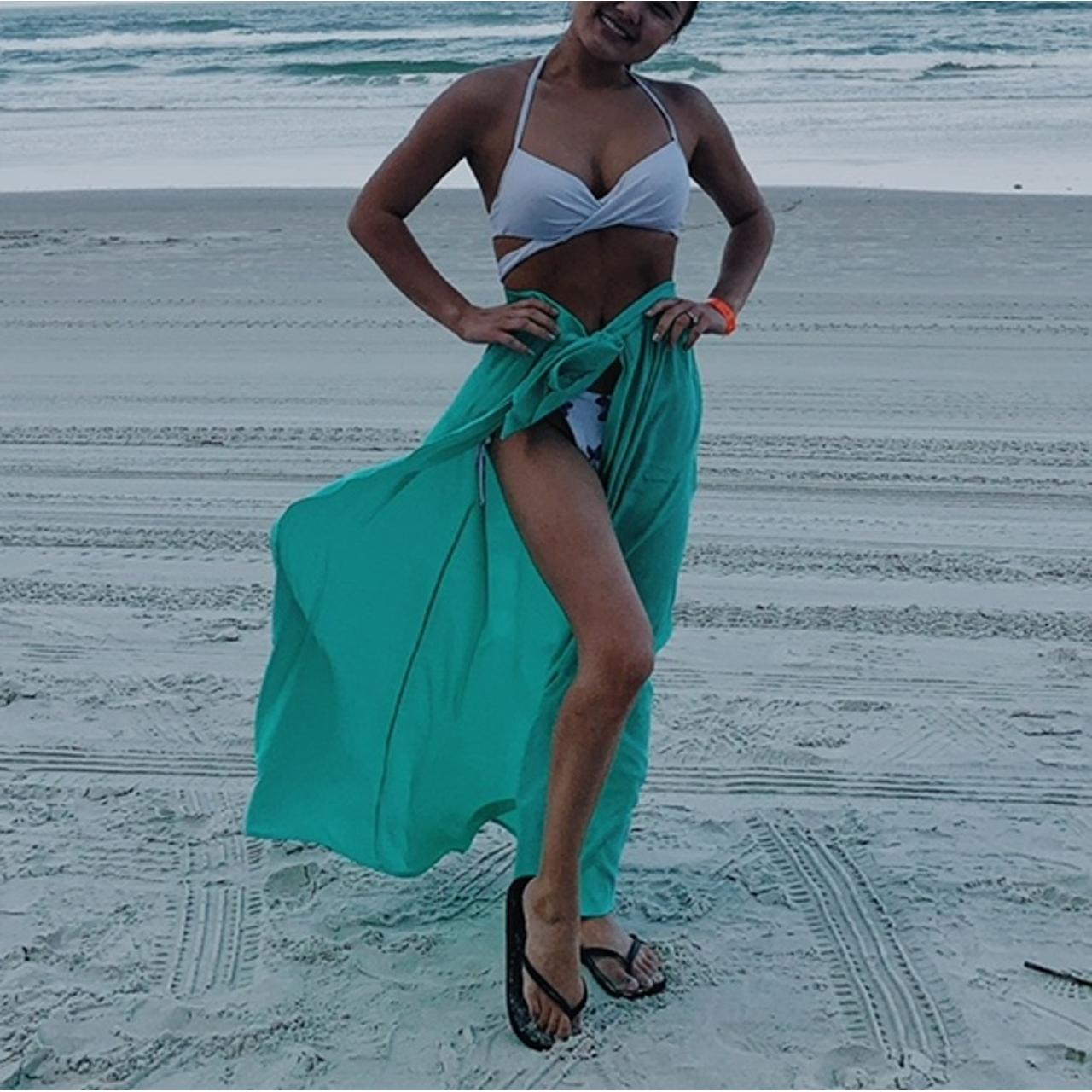 Blue swimsuit cover up skirt sarang Depop