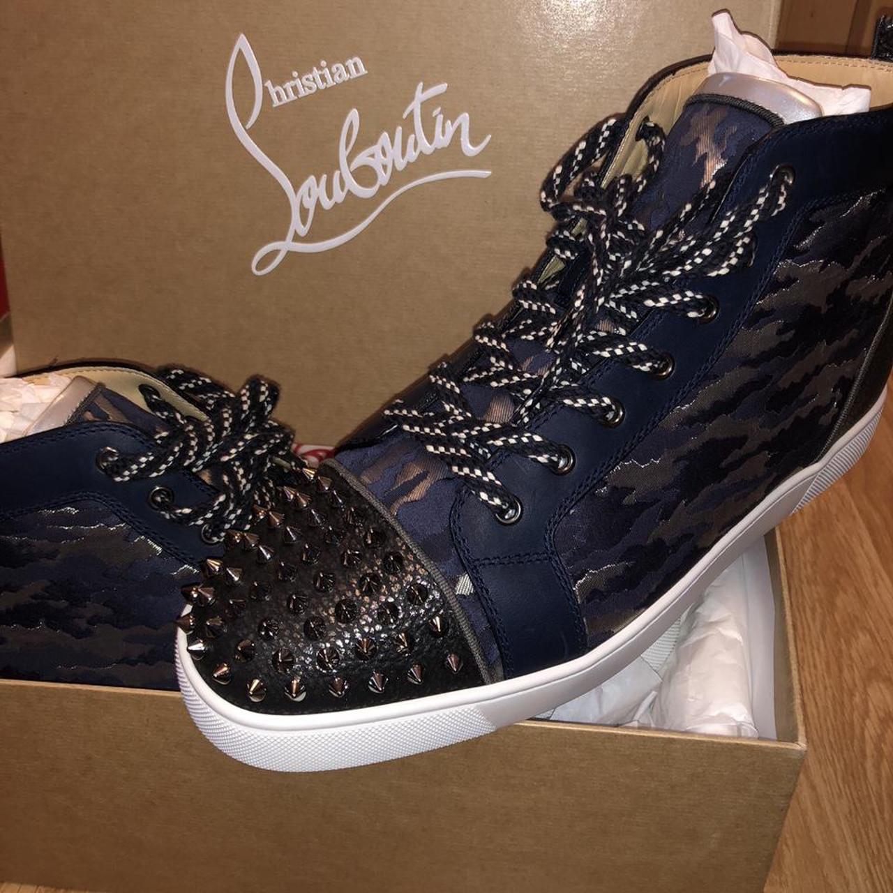 Mens navy louboutin trainers best sale