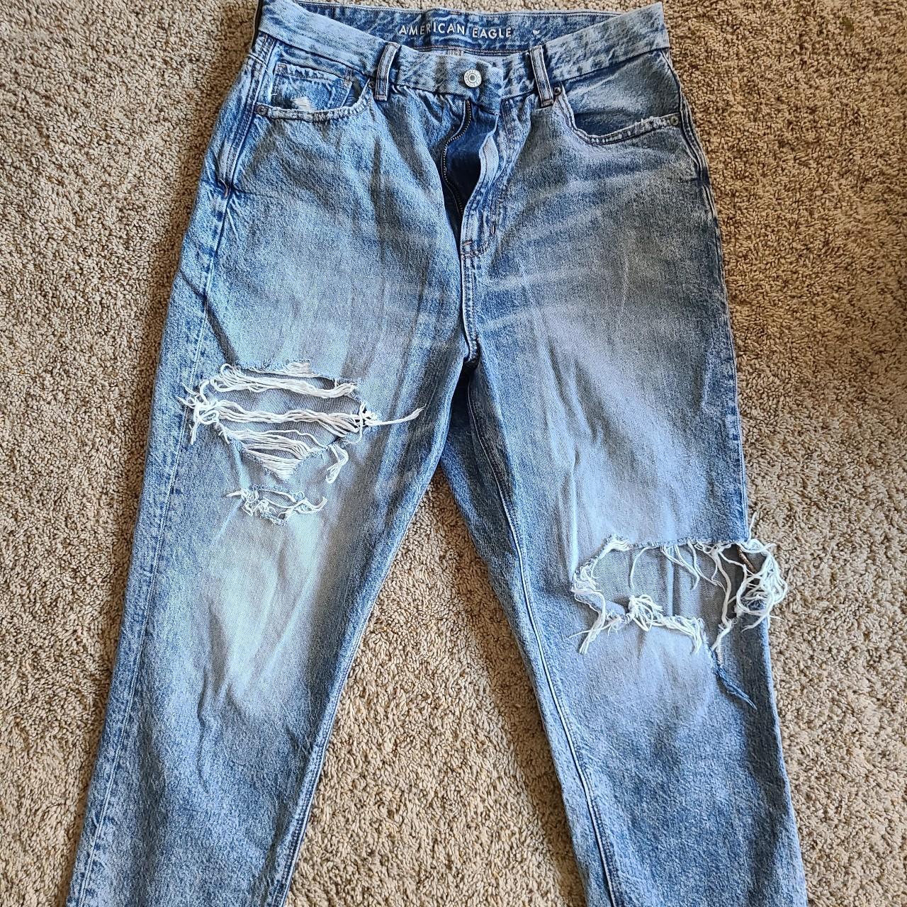 ripped acid wash mom jeans from american eagle.... - Depop