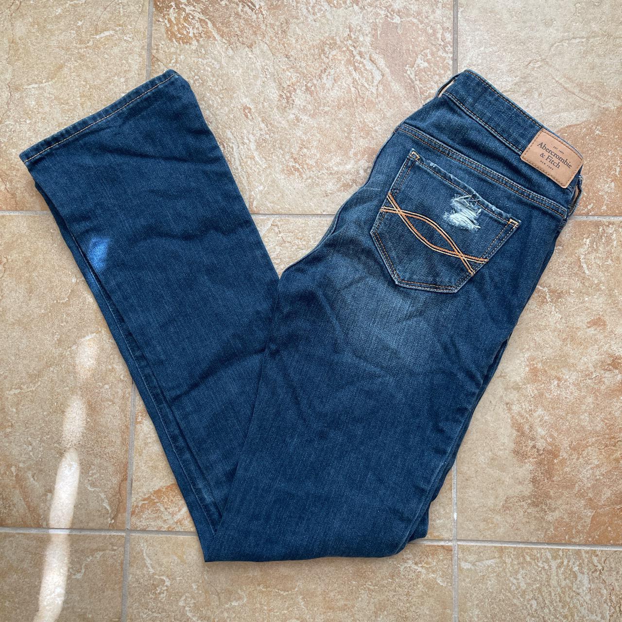 abercrombie and fitch dark wash low waisted bootcut... Depop