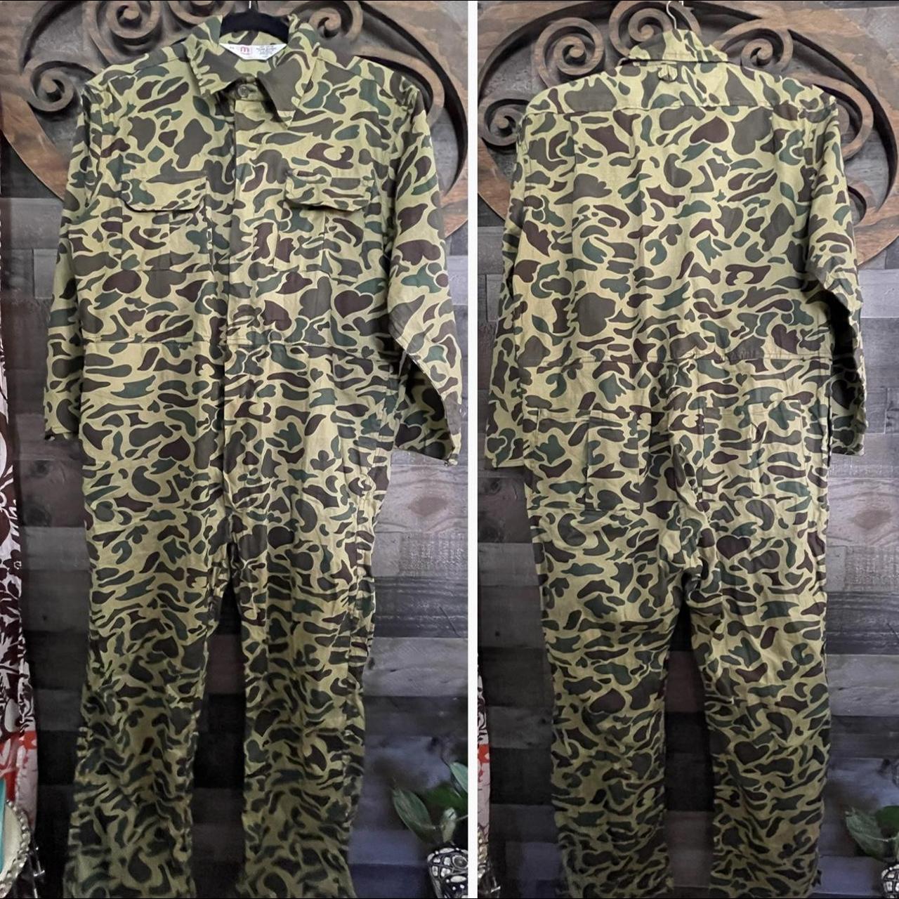 VTG Duck - Frog skin Camo Zip Coveralls Mens XL 70s... - Depop