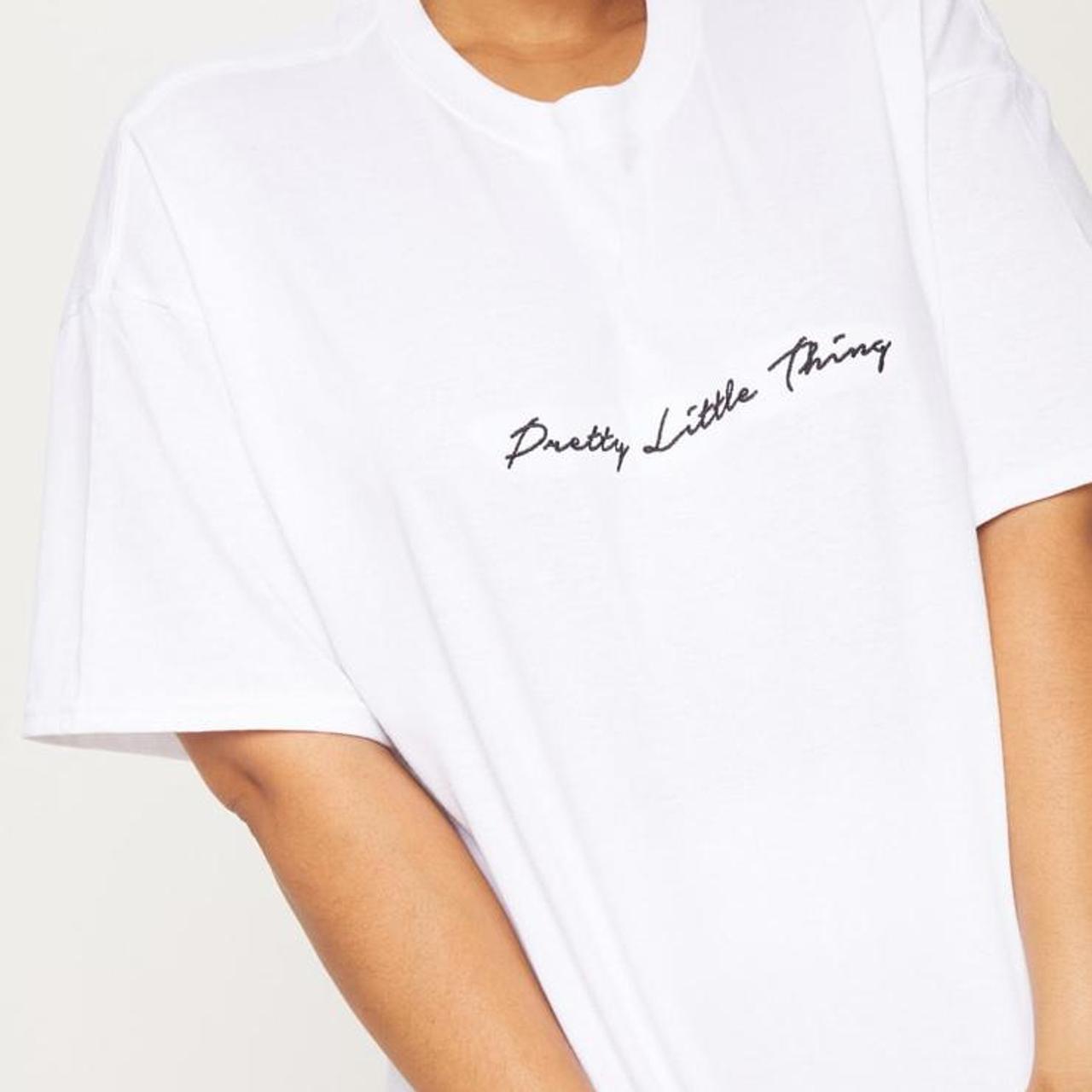 white pretty little thing slogan tshirt, good... - Depop